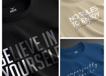 100% Cotton Tshirts for Men Combo Pack of 3 | Regular Fit | Printed | Round Neck Half Sleeve