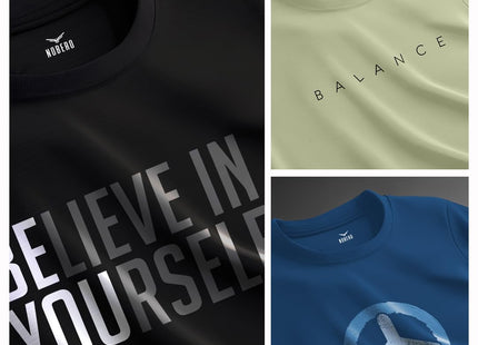 100% Cotton Tshirts for Men Combo Pack of 3 | Regular Fit | Printed | Round Neck Half Sleeve