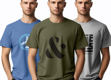 100% Cotton Tshirts for Men Combo Pack of 3 | Regular Fit | Printed | Round Neck Half Sleeve