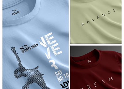100% Cotton Tshirts for Men Combo Pack of 3 | Regular Fit | Printed | Round Neck Half Sleeve